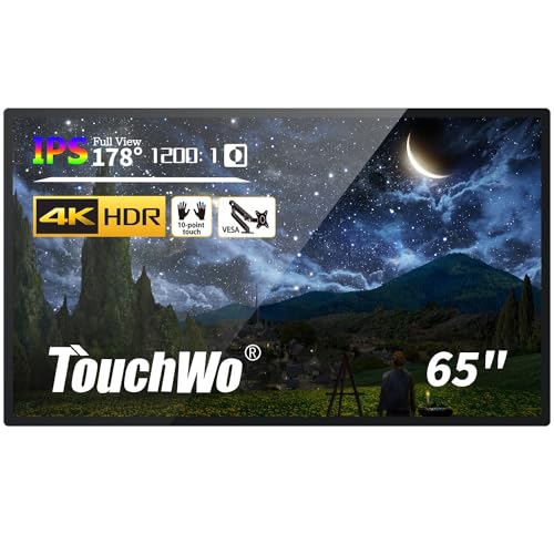 TouchWo 65 inch Interactive Touchscreen Monitor, Smart Board with 4K Display, Win-OS Electronic Whiteboard Touch Screen PC for Office and Classroom