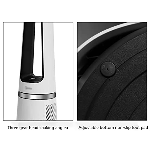 WYH Oscillating 90° Tower Quiet DC Motor Stand Floor Fan 12 Speed Setting Pedestal Remote Control Quiet Bladeless Floor Fan for Bedroom