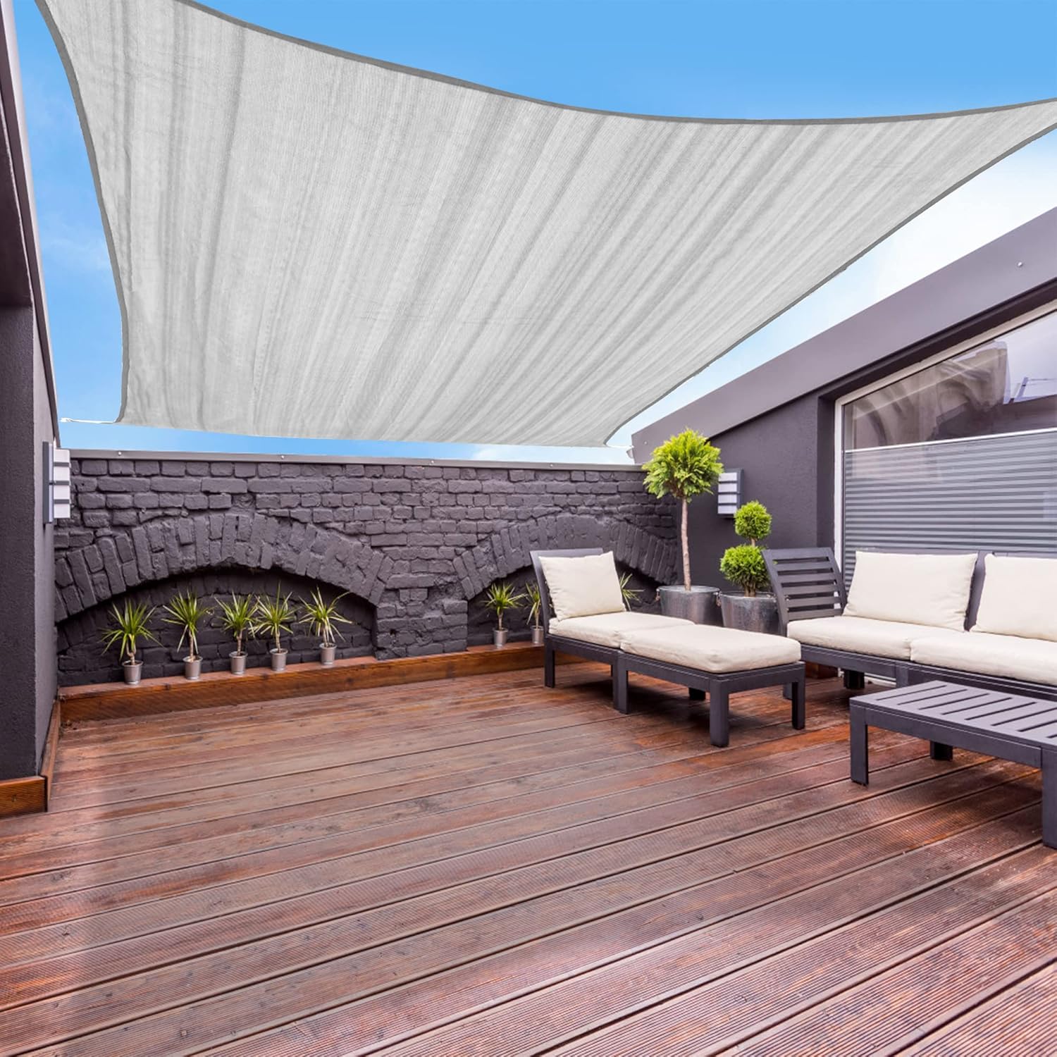 Garden expert 20'x20' Sun Shade Sail Sand Large Square Canopy Sail Shade Cloth for Patio Garden Outdoor Backyard