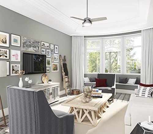 Hunter 50393 Sentinel Indoor Ceiling Fan with LED Light and Remote Control, 44", Brushed Slate Finish