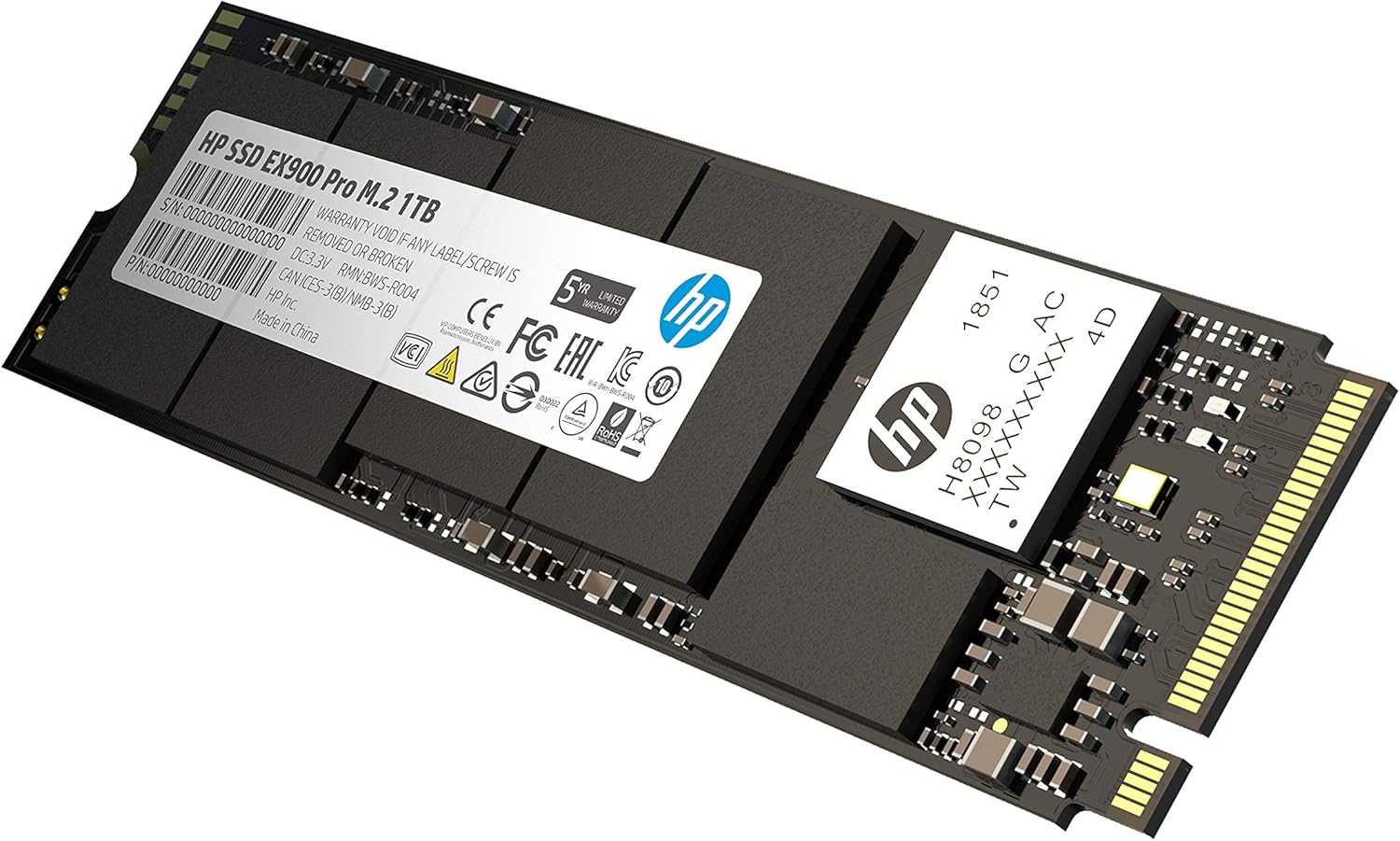 HP EX900 Pro 1TB NVMe Internal PC SSD - Gen3 x4 PCIe, M.2 2280, 3D NAND, Up to 2095 MB/s - 9XL77AA#ABA