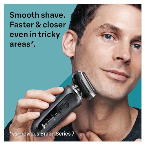 Braun Electric Razor for Men, Waterproof Foil Shaver, Series 7 7075cc, Wet & Dry Shave, With Beard Trimmer, Rechargeable, Clean & Charge SmartCare Center and Travel Case Included, Black"