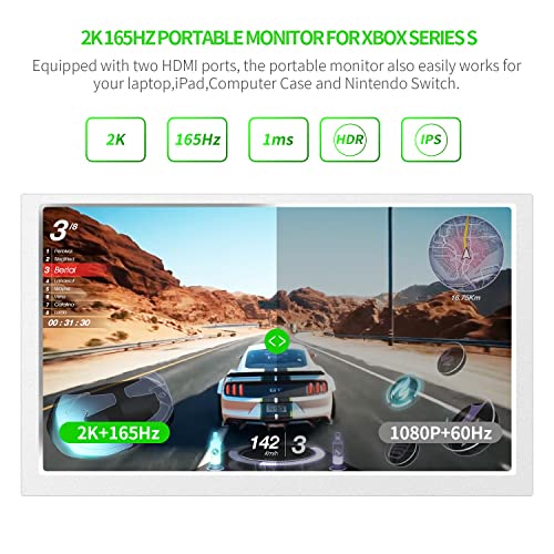 G-STORY 15.6" Portable Monitor for Xbox Series S 4K Portable Gaming Monitor IPS Screen for Xbox Series S（not Included） with Two HDMI, HDR, Freesync Game Mode Travel Monitor
