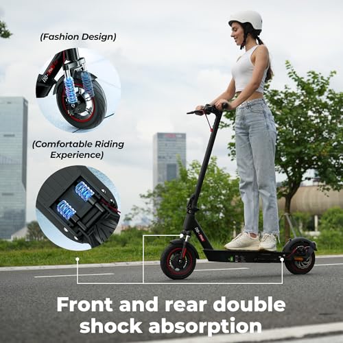 iScooter Electric Scooter for Adults,50/30 Miles Range, 28 MPH Top Speed, 800/750W Motor, 10" Pneumatic Tires, Foldable Dual Shock Absorption Commuting E Scooter with APP & Turn Signals & Storage Bag