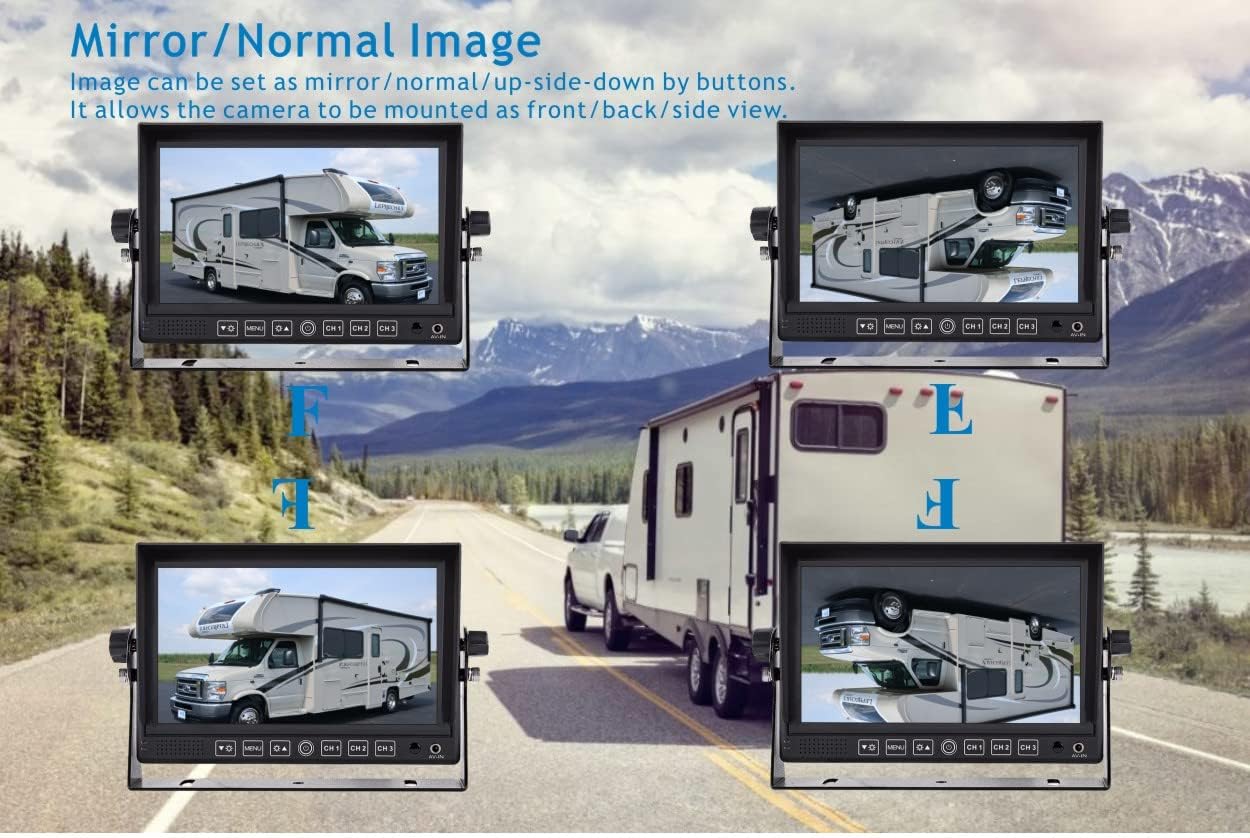 Rear/Front View Backup Camera System Reversing Kit Wired 7 LCD Monitor,Night Vision,IP69K Waterproof Camera for Tractor/Motorhome/Bulldozer/Camper/Van/Pickup/Heavy Equipment/Forklift/Skid Loader