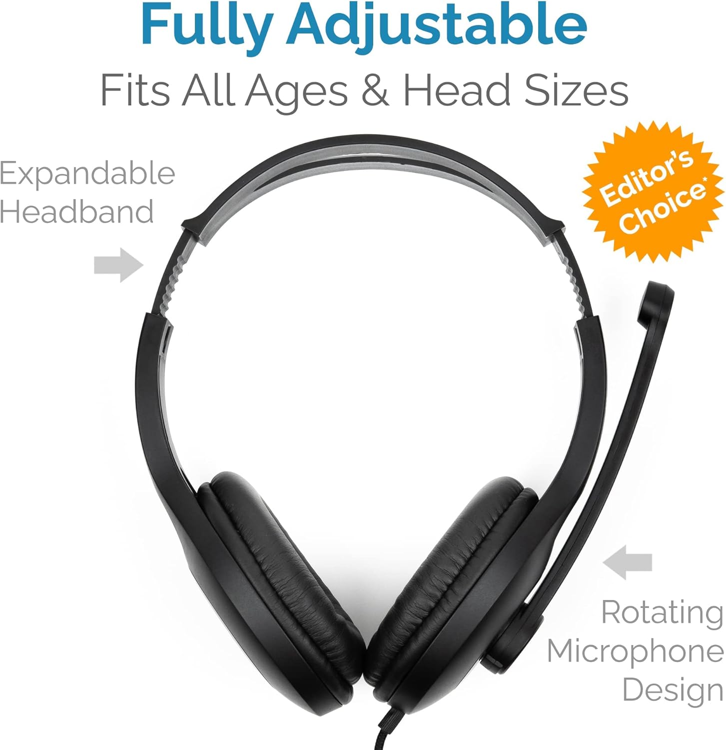 Bulk Classroom Headphones with Microphone (10 Pack) - Premium On-Ear Mic Kids Headphones for School: Best for Students K-12 in Classrooms (Built-in Mic, Great Sound Quality, Durable, Easy to Clean)