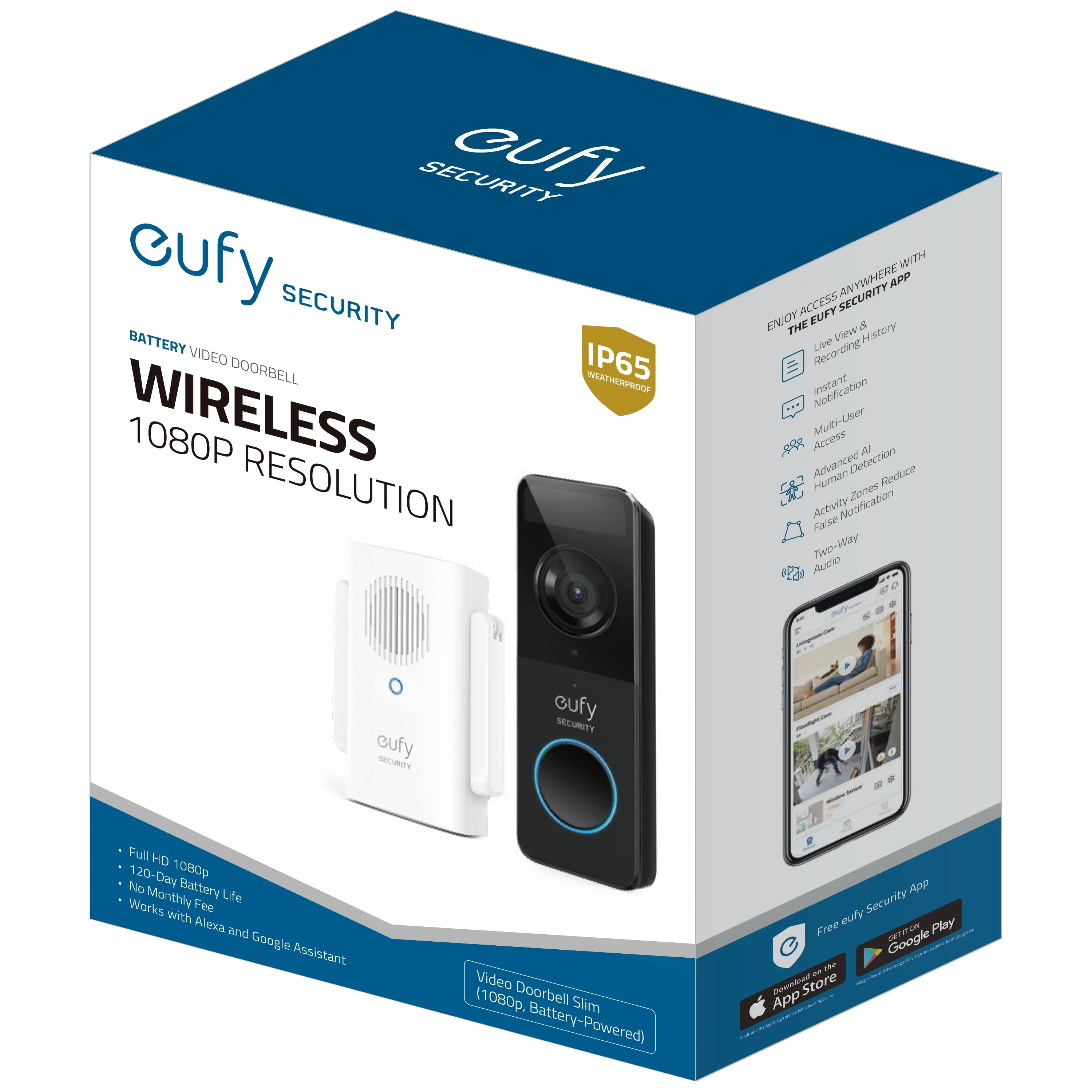 eufy Security by Anker- Wireless 1080p Video Doorbell with Chime, Locally Stored Data