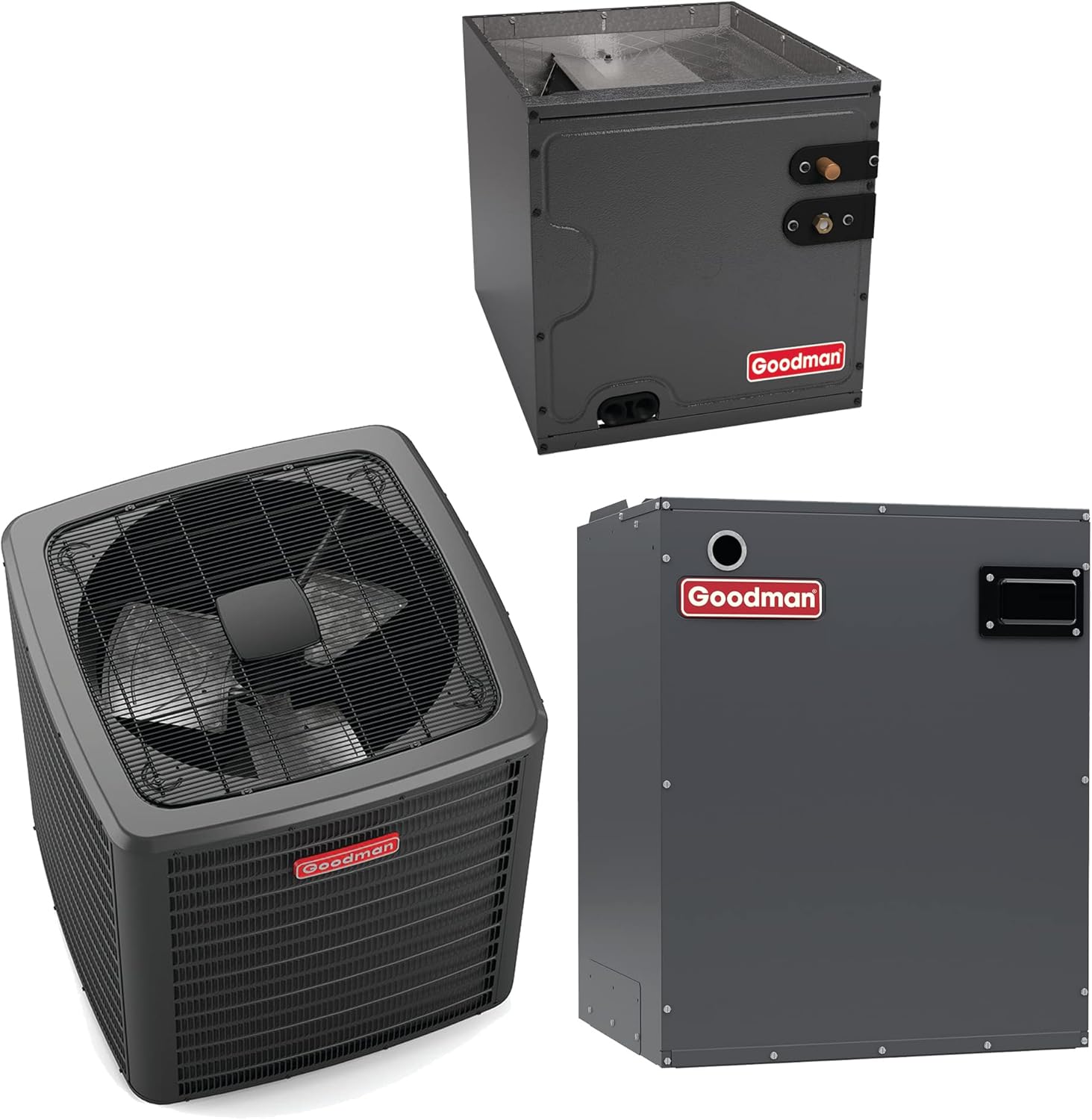 Goodman 3.5 Ton 15.2 SEER2 Air Conditioning Horizontal System (2000 CFM) - Free Thermostat Included - GSXH504210-CHPT4860D4-MBVC2001AA-1