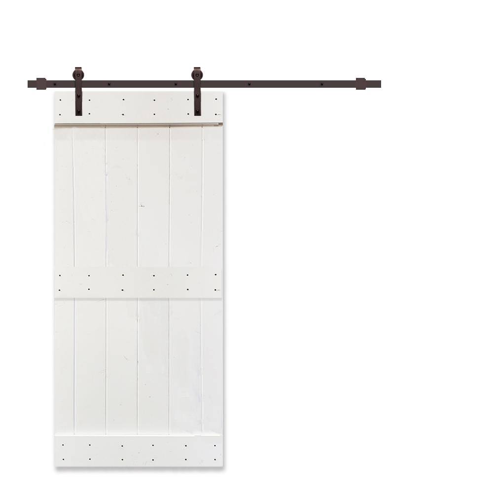 CALHOME 36 in x 84 in White Stained 2 Panel Barn Door with Sliding Hardware (36 x 84)