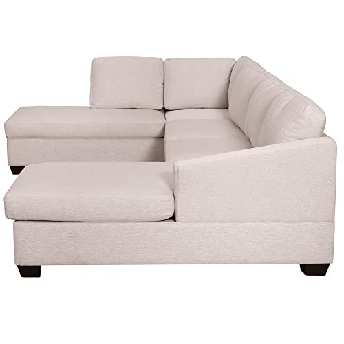 Modern Large U-Shape Sectional Sofa, Double Extra Wide Chaise Lounge Couch, Beige Sofas & Couches for Living Room