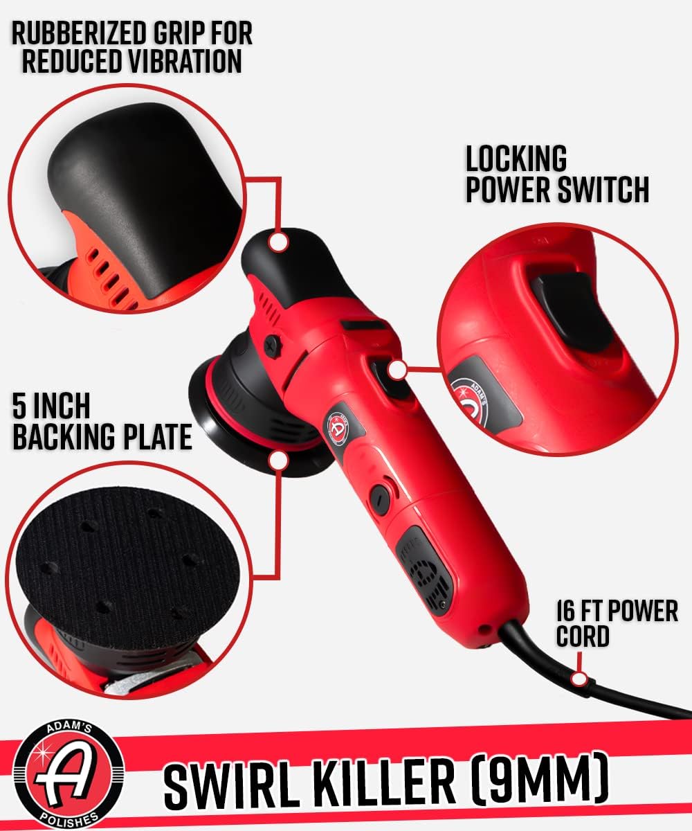 Adam's 9mm Dual Action Car Polisher - Buffer Car Scratch Remover for Car Detailing