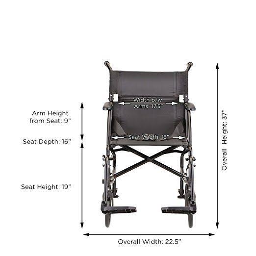 Nova Medical Lightweight Transport Wheelchair, Black 379BK