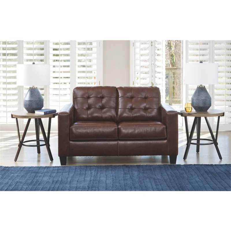 Signature Design by Ashley Altonbury Leather Loveseat in Walnut