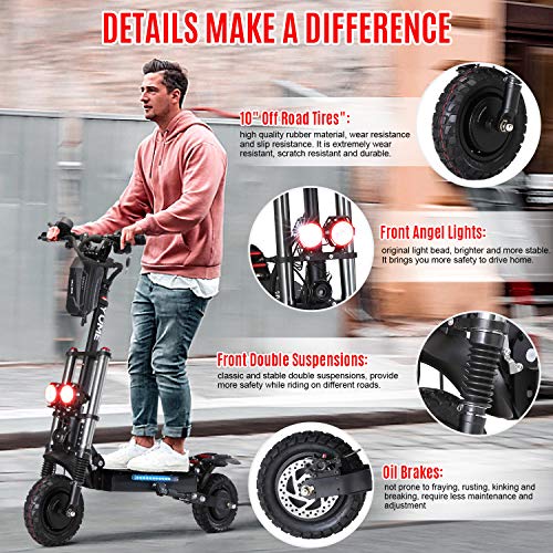 M YUME SCOOTER Y10 Adult Electric Scooter Double Suspensions Dual Motor 23.4AH Battery 52V 2400W 40 MPH 40 Miles Fast Sports Scooter 10" Off Road 330lbs Max Load Folding Scooter, UL-2272 Certified