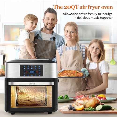 GLUCK Air Fryer Oven, 10-in-1 20 QT Airfryer Oven with Visible Cooking Window, Large Air Fryer Toaster Oven Combo with Recipes & 13 Accessories, ETL Certification