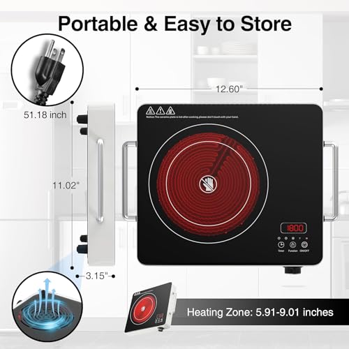 VBGK Induction Cooktop 5 Burners, Electric cooktop 9000W with LCD Touch Screen 9 Levels Settings with Child Safety Lock & Timer 220-240V Induction stove top