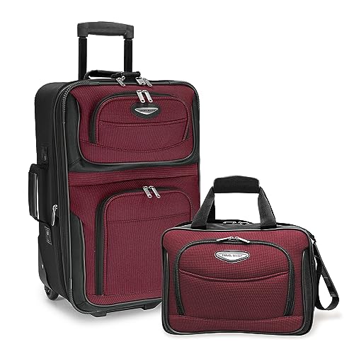 Travel Select Amsterdam 4-Piece Softside Expandable Luggage Set, Lightweight 2-Wheel Upright Suitcases, Travel Tote, Packing Cubes, Gray