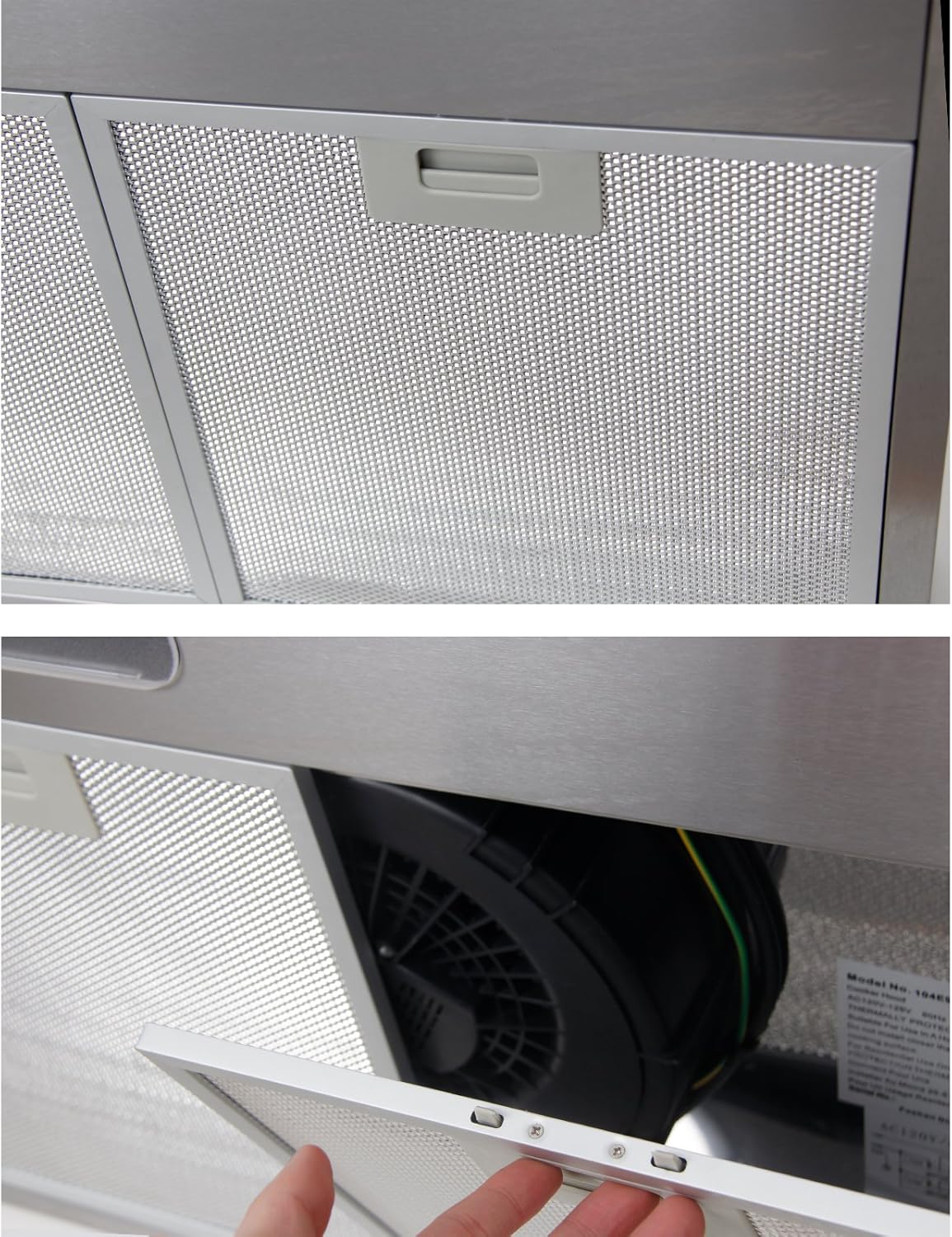 Under Cabinet Range Hood 30 Inch in Stainless Steel, Stove Hood Vent with 3 Speed Exhaust Fan, 350 CFM Dual Motor, Top or Rear Vent, Aluminum Mesh Filters, Push Button, Lights Included, Newfield