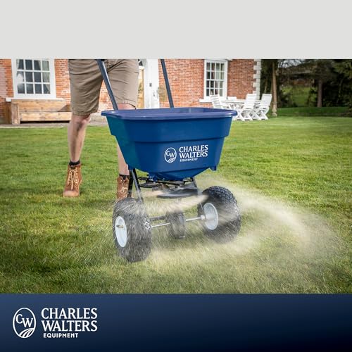 Charles Walters Equipment CW1500 Estate Style Broadcast Spreader for Spreading Fertilizer and Ice Melt on Lawns, Sidewalks, and Driveways, 65lb Capacity, 31" x 32"