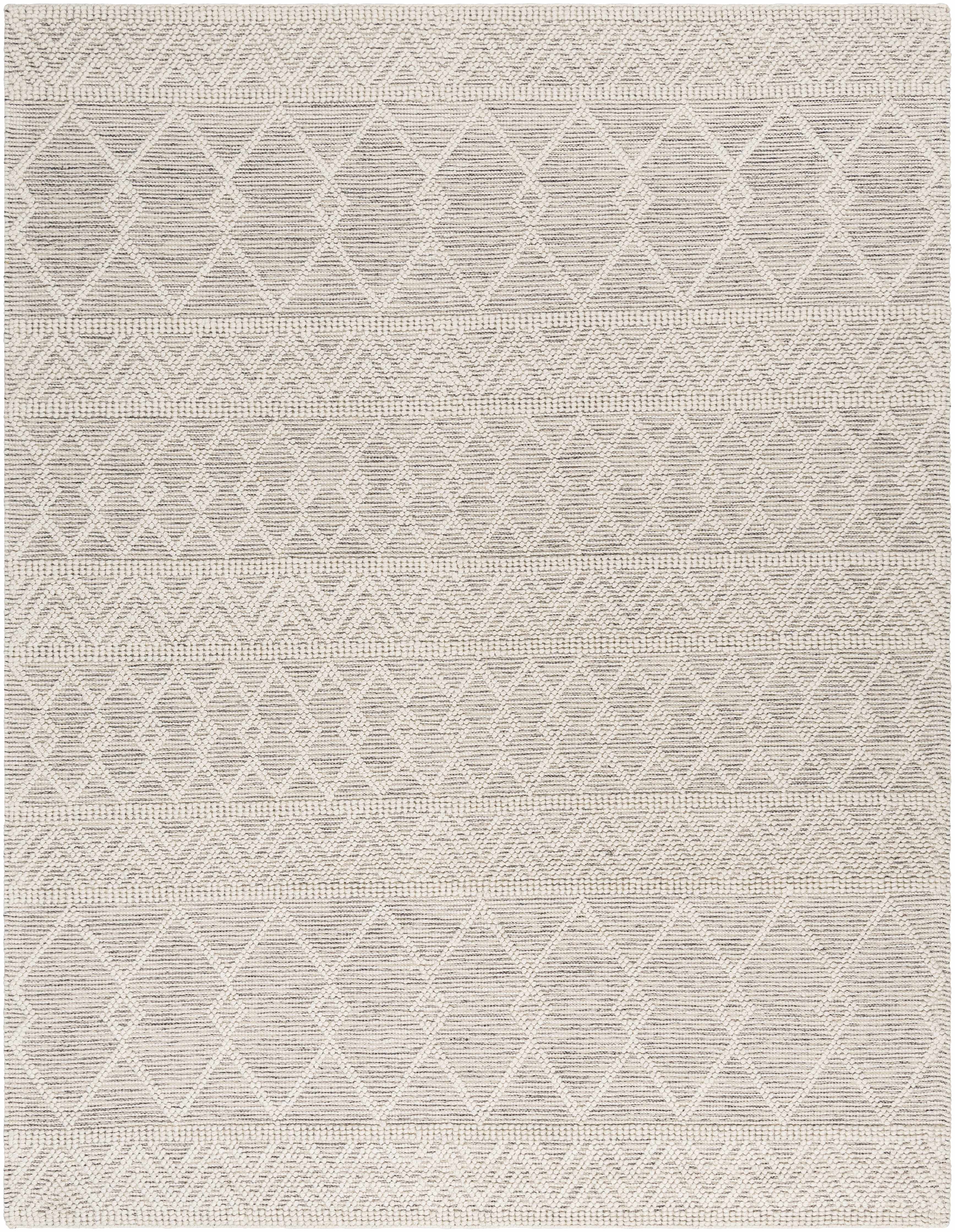 Woolk Moroccan Farmhouse Hand Woven Living Room Bedroom Nursery Wool Small Area Rug - Vintage Handmade Bohemian - Boho Diamond Southwestern - Beige, White, Brown - 2' x 3'