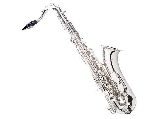 Mendini by Cecilio MTS-N+92D Nickel Plated B Flat Tenor Saxophone with Tuner, Case, Mouthpiece, 10 Reeds and More