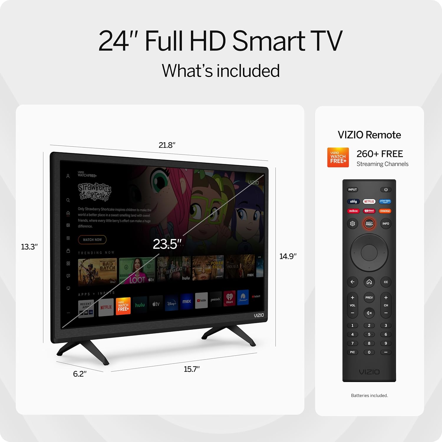 VIZIO 24-inch 1080p Smart TV and 2.1 Channel Sound Bar with Wireless Subwoofer Home Theater System
