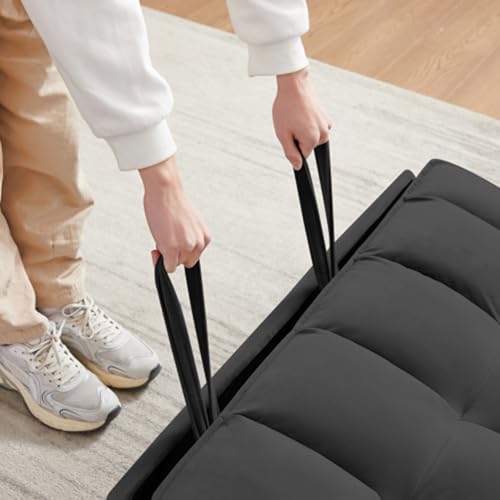 3 in 1 Convertible Sleeper Sofa Bed,Sectional Couches,Loveseat Sofa,Futon Sofa Couch Pullout Bed,Reclining Backrest,Fabric Furnitur,have Toss Pillows,Pockets,Pink