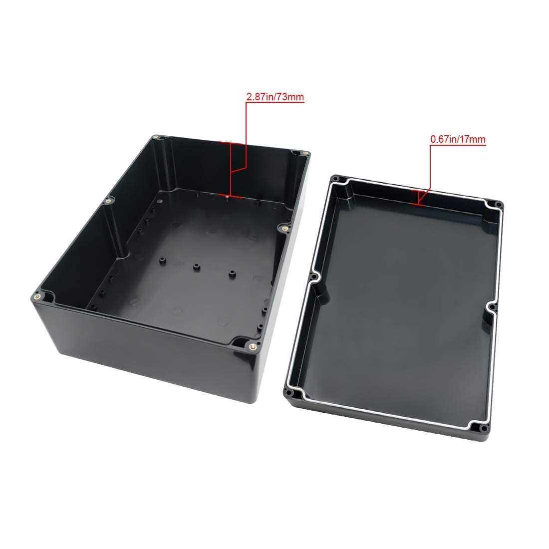 LeMotech ABS Plastic Electrical Project Case Power Junction Box, Project Box Black 10.4" x 7.2" x 3.7" (263 x 182 x 95 mm)(Pack of 1)