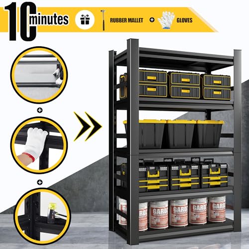 72"H|48"W Garage Shelving Unit and Storage-Easy Assembly Metal Shelves 5-Tier Rack|with Wheels Adjustable Shelf|Steel Rust-Resistant Shelves for Industrial,Warehouse,Basement,Workshop Organization