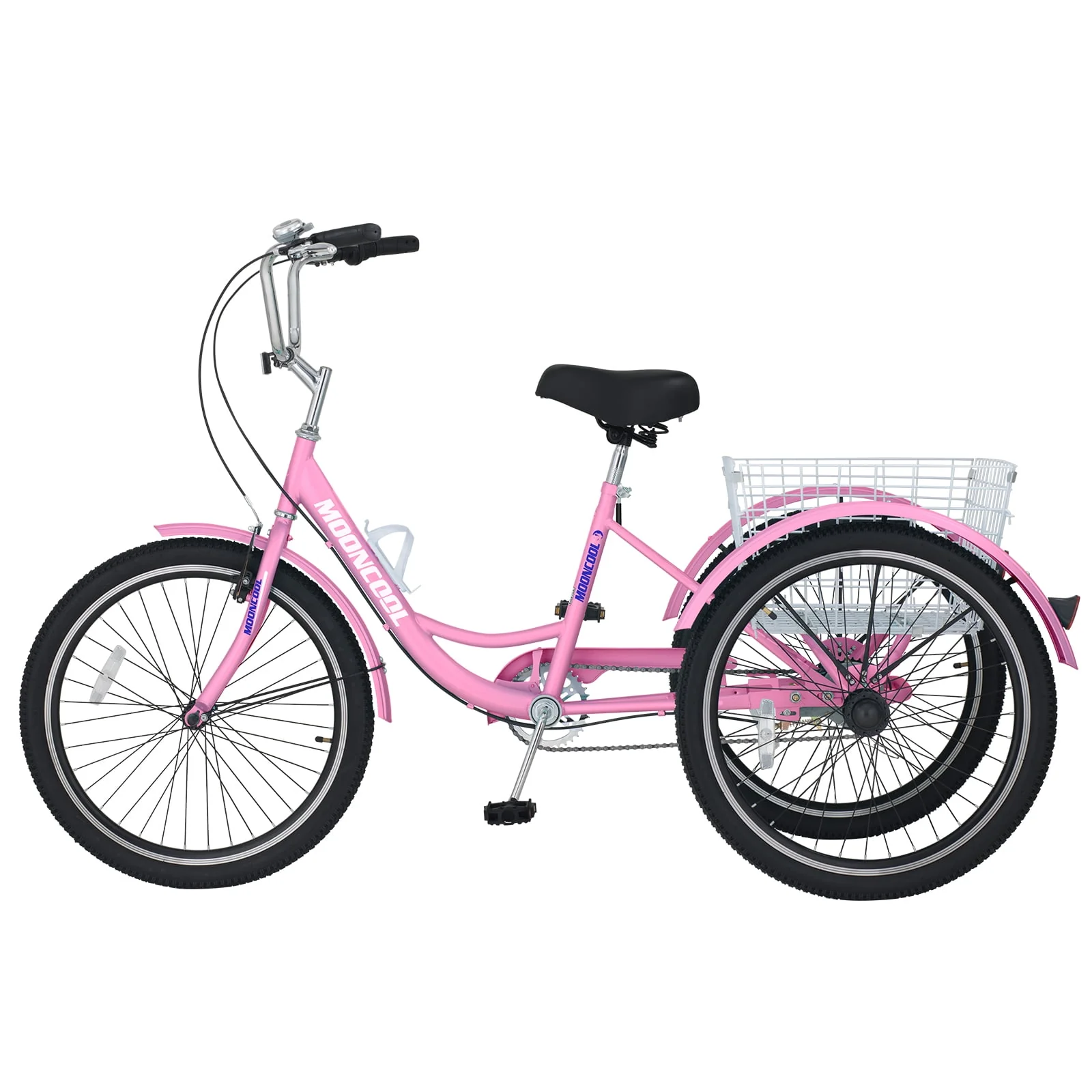 MOONCOOL Adult Tricycles, Single Speed Three Wheel Bike for Adults, 24 inches Adult Trikes for Men, Women, Seniors with Low Step Through