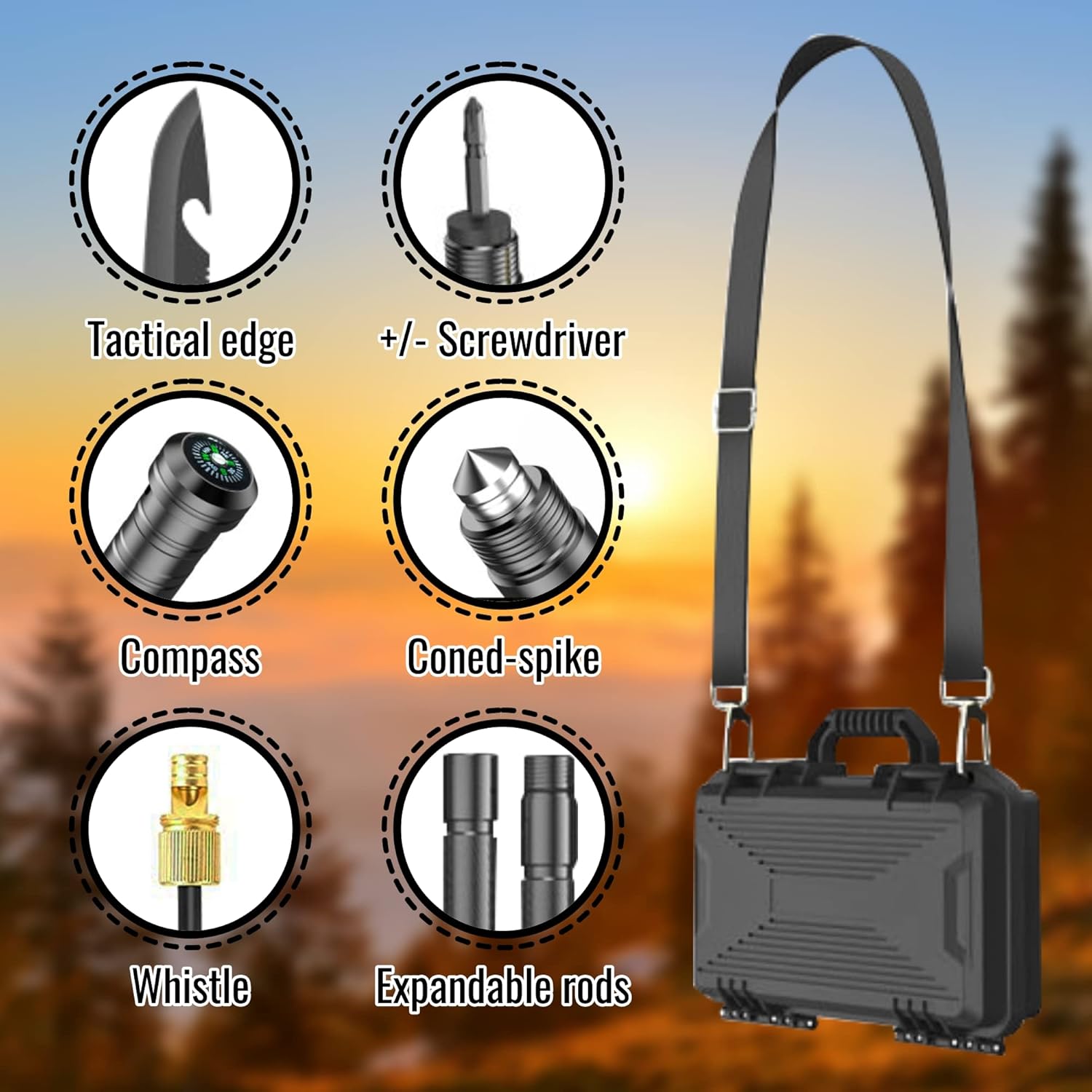 Camping Shovel and Multitool Set for Backpacking | Lightweight, Collapsible Camping Equipment and Survival Tools with Lightweight-Hatchet | 8-Piece Survival Kit for Outdoors and Hiking