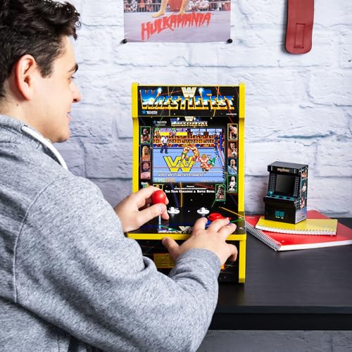 Arcade Classics - WWE Counter Series Game Machine, 4 Games, 8" Liquid Crystal Screen - Mini Cabinet, Portable Gaming, Retro, Countertop Console, Basement Decoration, Man Cave