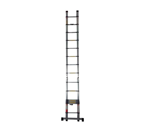 Mytee Products 16.5' Telescoping Ladder A Frame - Aluminum Extention Ladder w/Balance Bar, Carry Handle & Tool Tray - Folding Collapsible Ladder for Extend & Climb RV or for Household & Outdoor Work