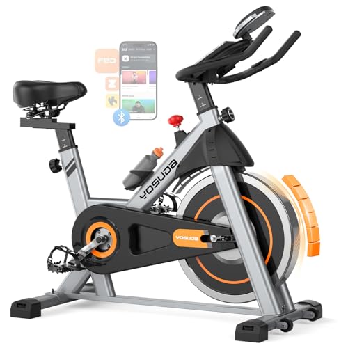YOSUDA Exercise Bike, Brake Pad Stationary Bike for Home with Exclusive App, Magnetic Indoor Cycling Bike with 300 lb Weight Capacity, Low Noise, Tablet Holder and Fitness Courses for Weight Loss