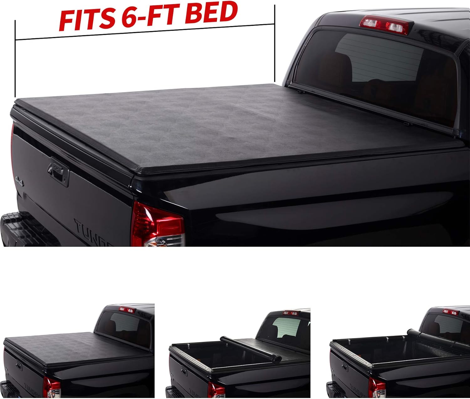 North Mountain Soft Roll Up Tonneau Cover, Compatible with 2019-now Ford Ranger 6ft Bed,