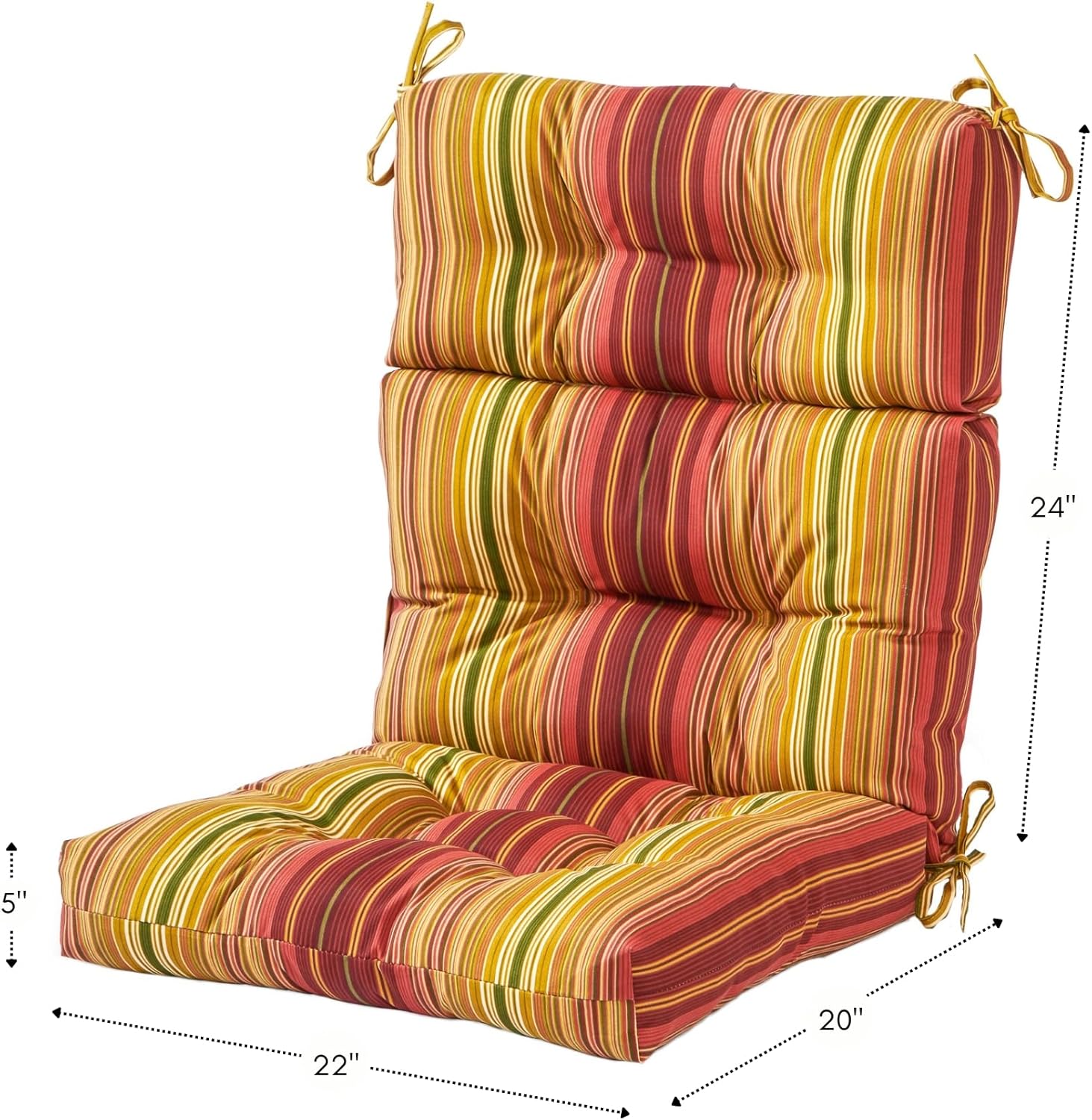 Greendale Home Fashions Outdoor 44 x 22-inch High Back Chair Cushion, Set of 2, Cinnamon Stripe 2 Count