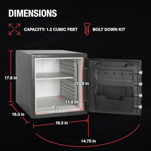 SentrySafe Fireproof and Waterproof Steel Home Safe with Dial Combination Lock & Sentry Safe Safe Box, Fireproof Waterproof, File Folder and Document Safe, Ex. 14.3 x 15.5 x 13.5, Black