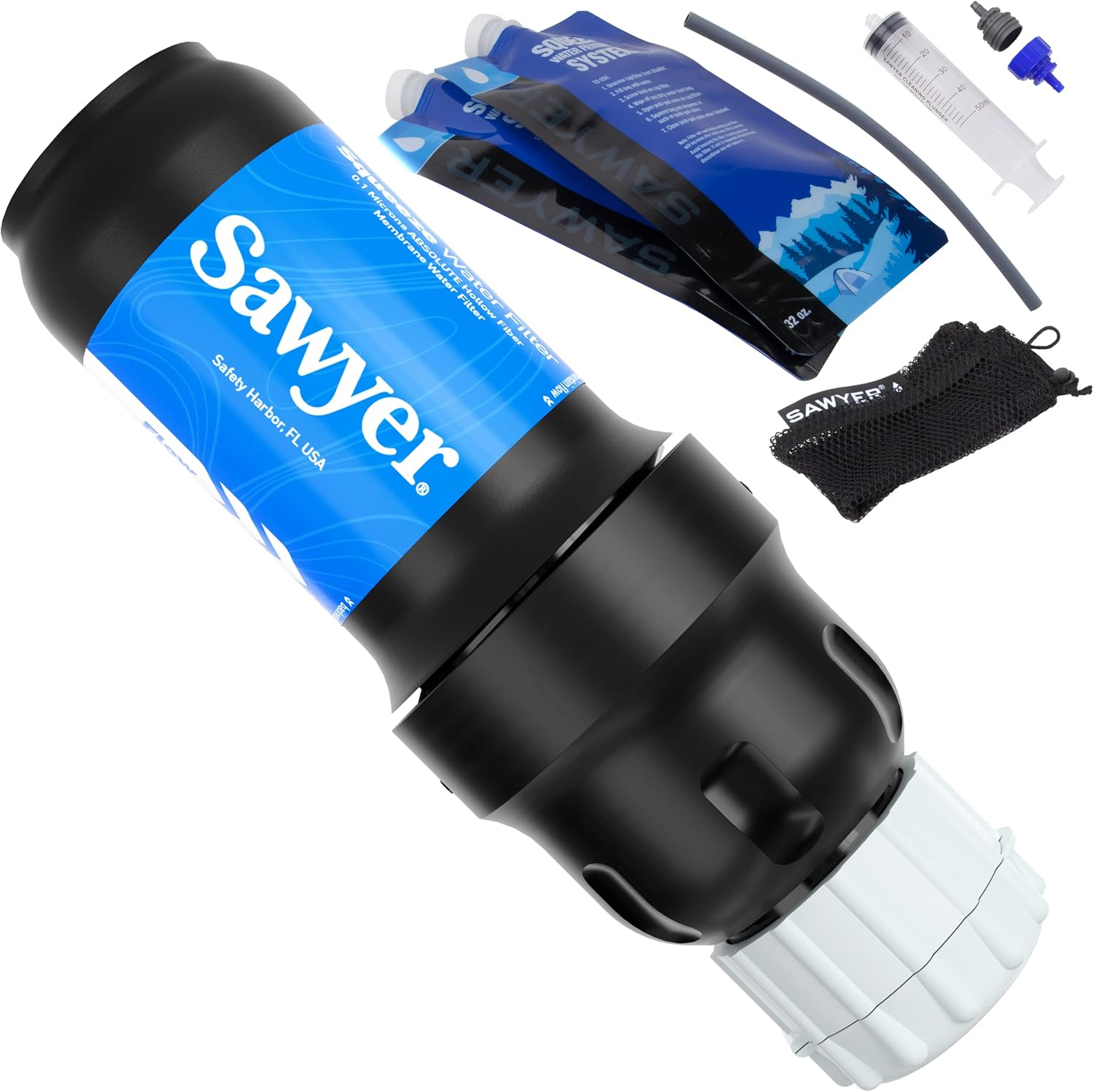 Fizan Compact 3 Trekking Poles + Sawyer Squeeze Water Filtration System