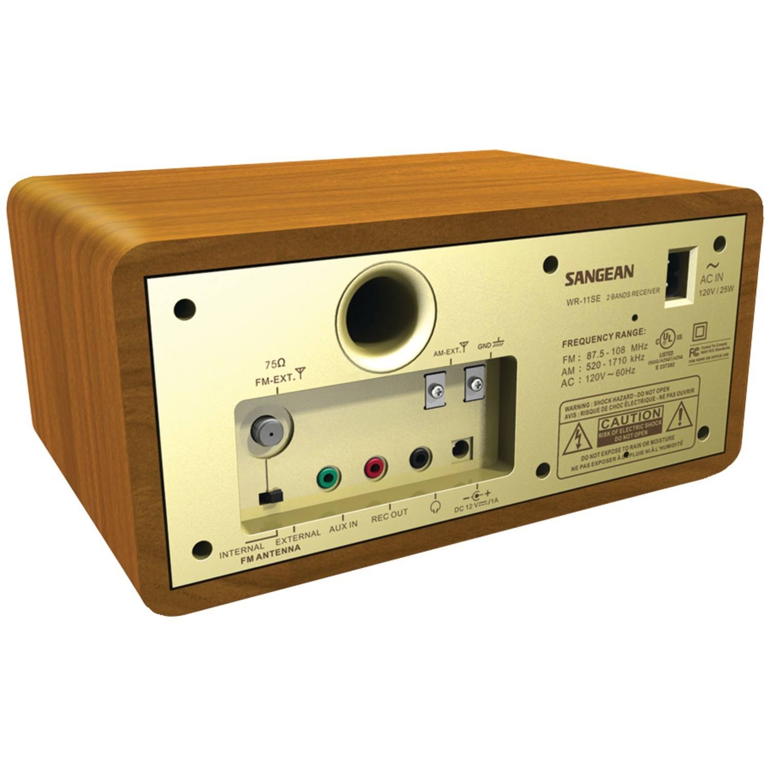 Sangean WR-11SE FM/AM Analog Wood Cabinet Receiver Radio Tuner - Walnut Gold