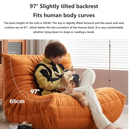 Comfy Lazy Floor Sofa Couch,Fireside Chair, Accent Togo Sofa with Removable Headrest Floor Lounge Chair Lazy Sofa Accent Chair for Living Room Bedroom Salon Office Pink-4