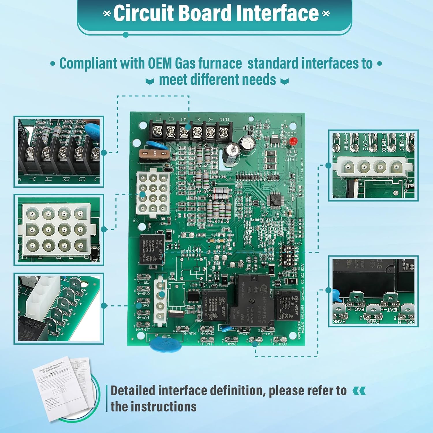 Furnace Control Circuit Board Fit for Trane, white rodgers and American Standard Furnaces #OE 50A65-5165，50A65-474，50A65-475，50A65-476，D341213P01，D341396P01，CNT05164，CNT05165