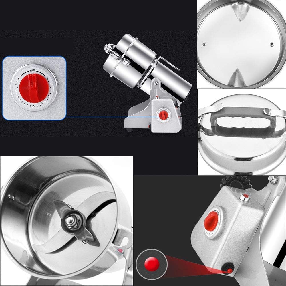 700G Commercial Electric Stainless Steel Grain Grinder Mill Grain Grinder Mill Flour Powder Machine High-Speed Swing Type Grain Spice Nut Energy Saving Grinding