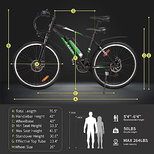 FEOFFY Electric Bike for Adults 350/750W Electric Bikes 26" Electric Mountain Bike Shimano 21 Speed Gears Electric Bicycle 36V 10.4Ah/48V 10.4Ah Removable Battery,Free Lock