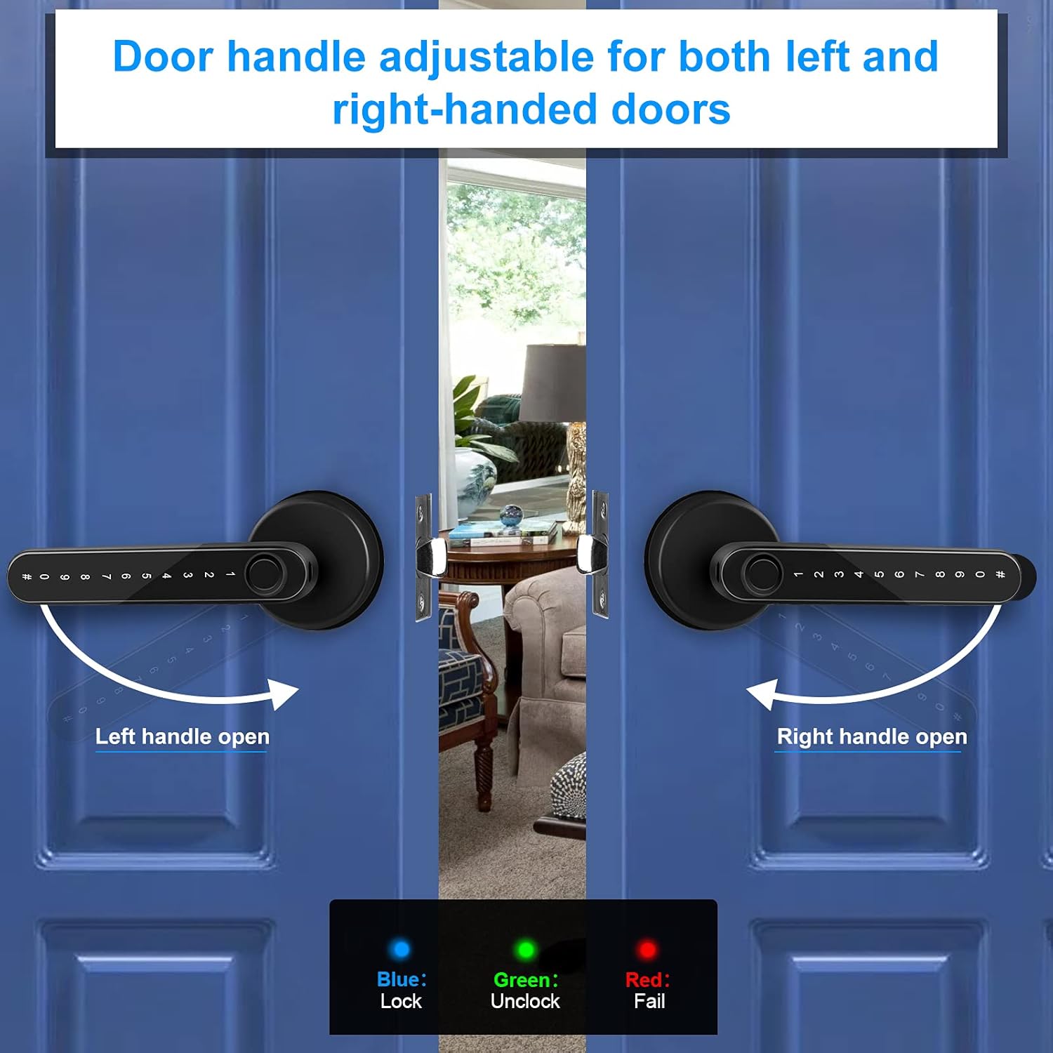 Smart Door Lock, Fingerprint Door Lock, Keyless Entry Door Lock with Handle, Smart Lever Door Lock with Bluetooth APP WiFi Control, Smart Fingerprint Door Lock Perfetc for Apartment, Office, Bedroom
