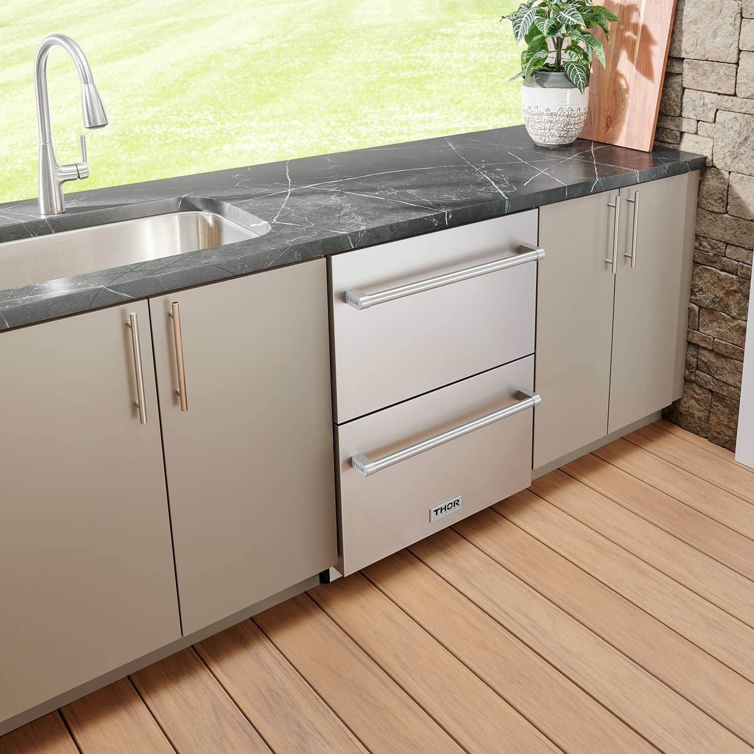 Thor Kitchen 24-Inch Indoor Outdoor Refrigerator Drawer in Stainless Steel - Model TRF24U