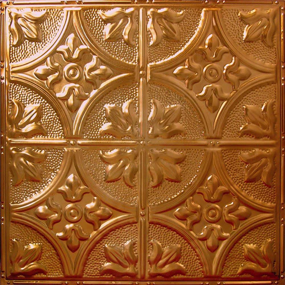 American Tin Ceilings 24-in x 24-in 5-Pack Rustic Copper Translucent Metal/Tin 15/16-in Surface-Mount Panel Ceiling Tiles | KIT-