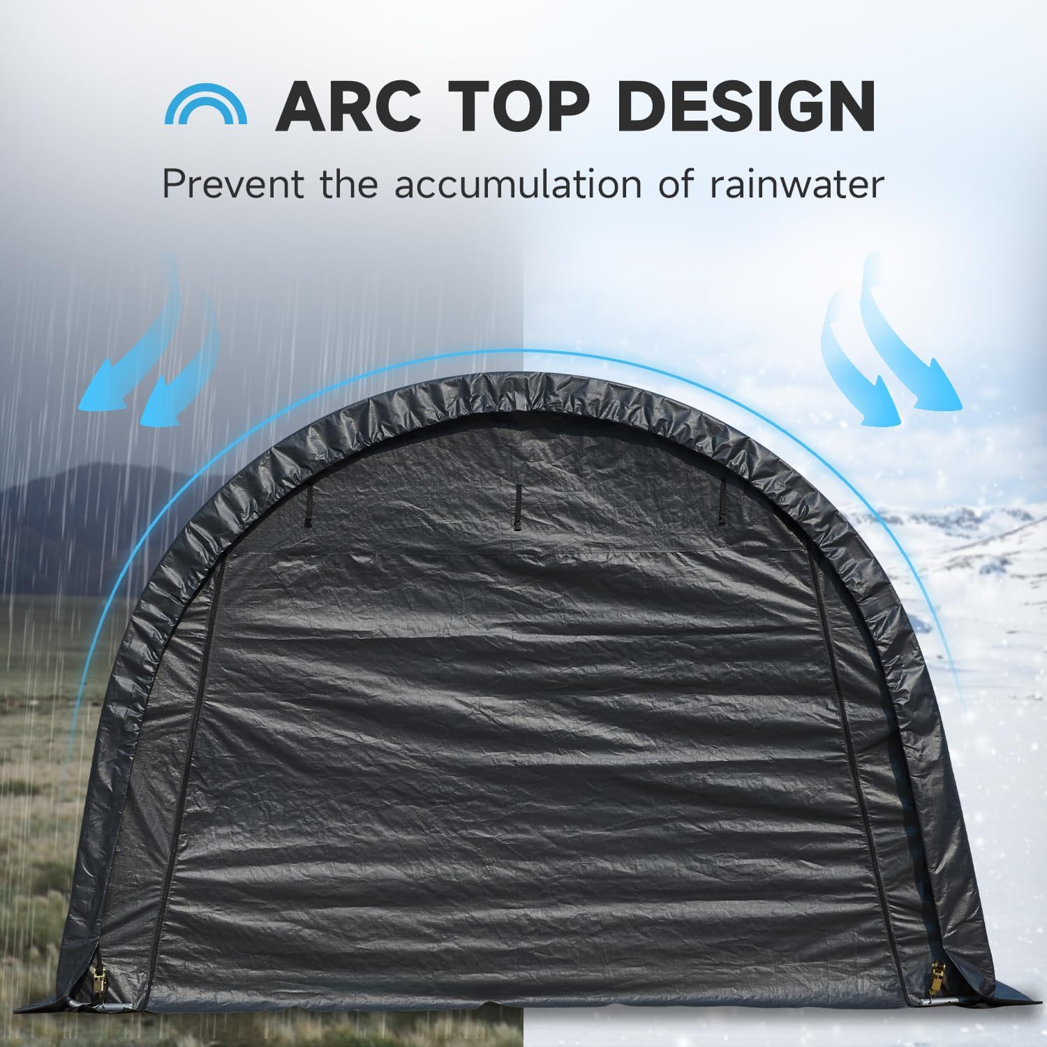 MELLCOM 12 x 24 FT Heavy Duty Carport, Portable Garage with All-Steel Metal Frame and Round Style Roof, Anti-Snow Car Canopy Outdoor Storage Shelter for Car, Truck, Boat