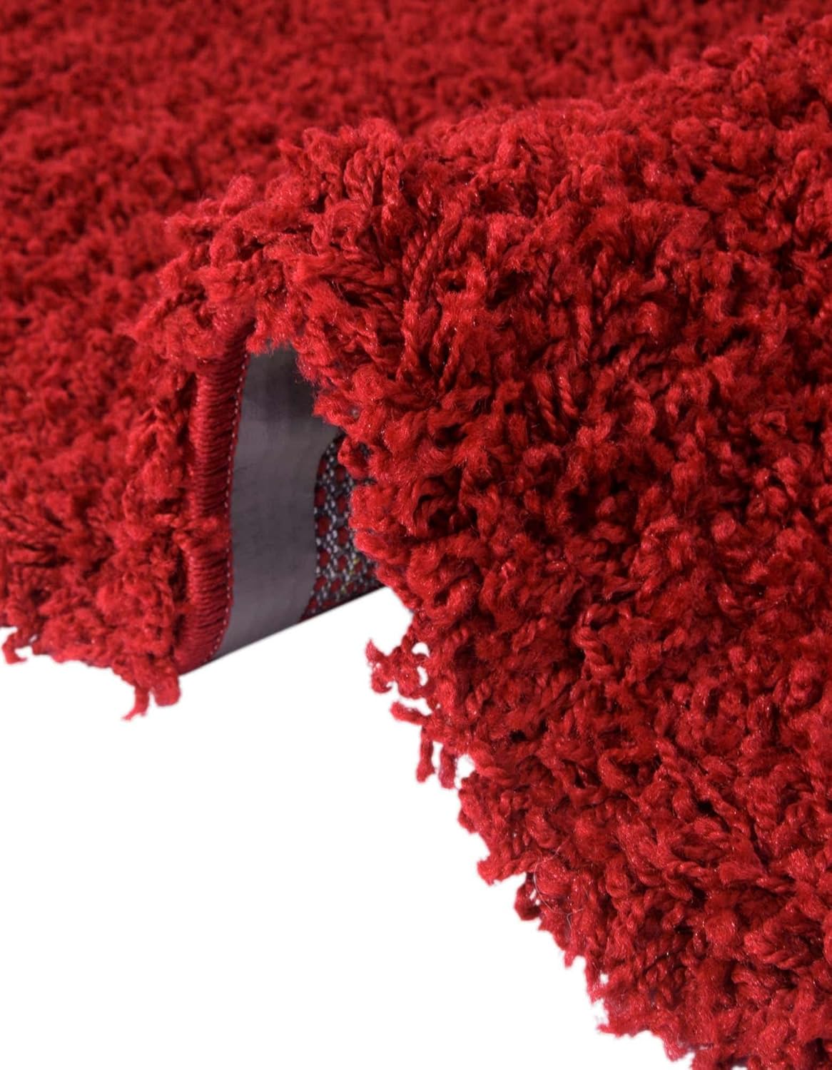Rugs.com - Über Cozy Solid Shag Collection Rug – 8' x 11' Cherry Red Shag Rug Perfect for Living Rooms, Large Dining Rooms, Open Floorplans