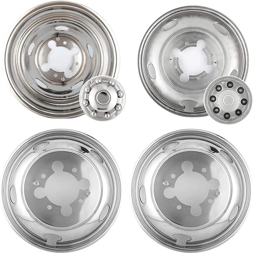 Kucaruce Set of 4 19.5 10 Lug Wheel Skins Hub Caps Rim Covers Stainless Steel Wheel Simulators For 2008-2020 R_a_m 4500 5500 Pickup