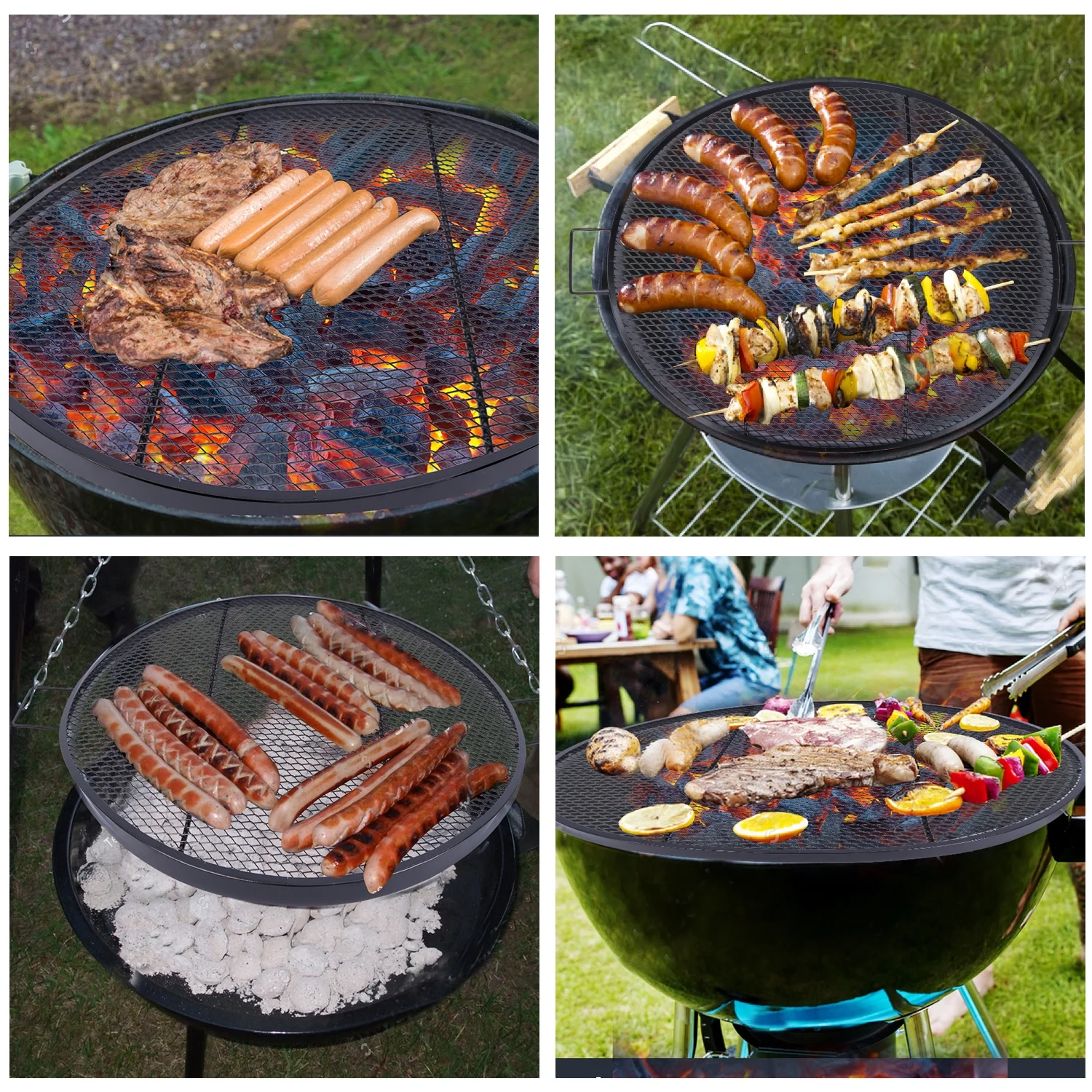 Lineslife Fire Pit Cooking Grill Grates, Heavy-Duty Outdoor Round BBQ X-Marks Grill, Camping Cookware, 36 Inch Black - Curated Treasures Market